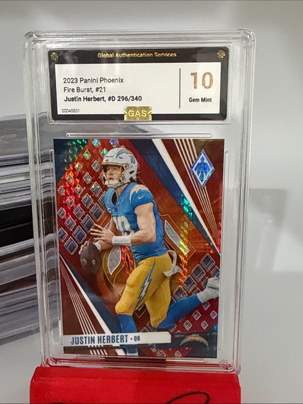 Justin Herbert - 2023 Panini Phoenix Fire Burst #'d /340 - GAS Gem Mint 10